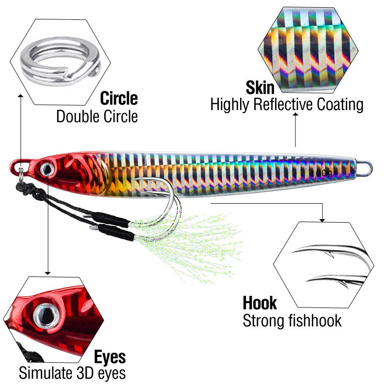 7Pcs 40g 60g 80g 100g 빛나는 빠른 지 - Fishing Lure Spoon 리뷰 및 가격